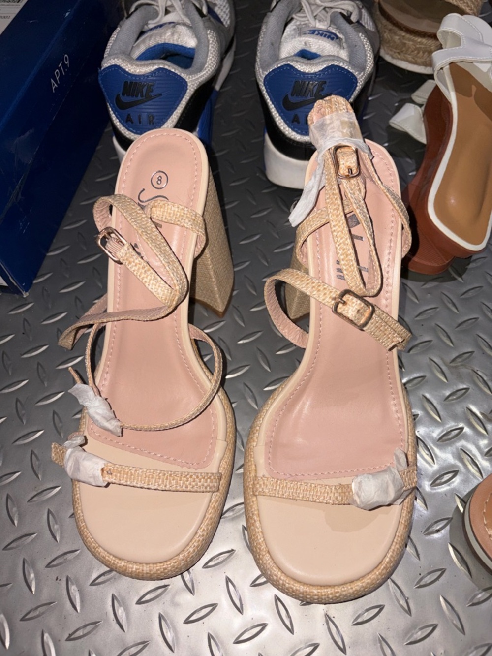 SHEIN Nude Pink Strappy Block Heel Sandals
